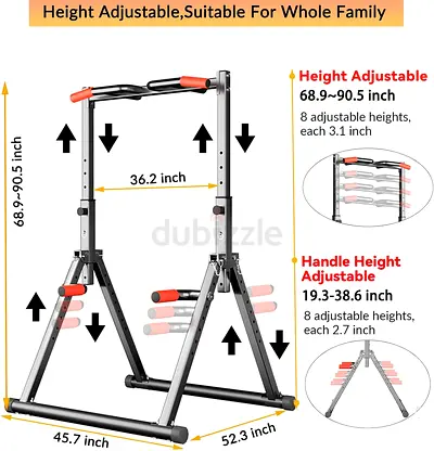 Foldable Power Tower Pull-Up and Dip Station