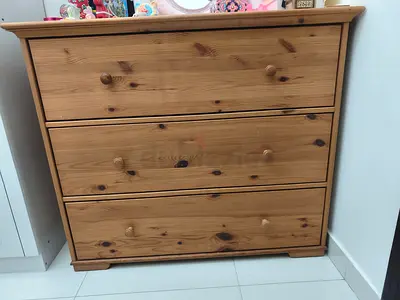 Solid Pine 3-Drawer Chest / Dresser - Natural Finish.ikea