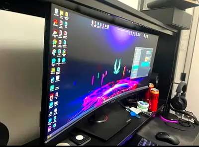 ASUS model VG35VQ is a 35-inch ultra-wide curved gaming monitor with a sharp WQHD resolution and