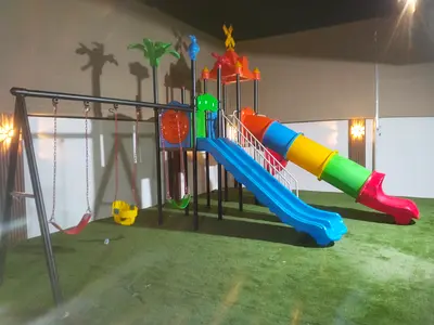 Kids Indoor/Outdoor Playset with Slides, Swings and Tunnel