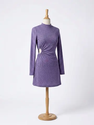 Zara Purple Long-Sleeve Mini Dress with Side Cut-Out. brand new with tags.