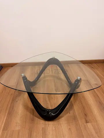 Glass Top Coffee Table with Modern Curved Black Base