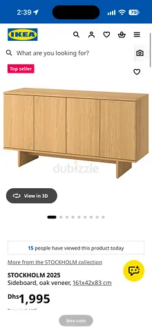 IKEA STOCKHOLM 2025 oak veneer sideboard - 161x42x83 cm
