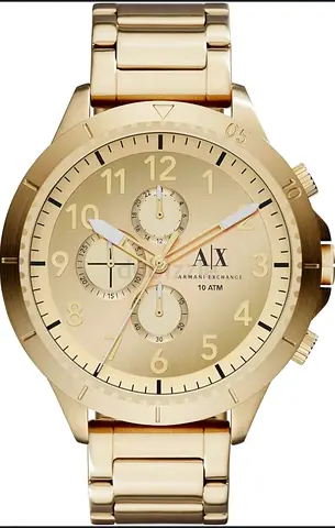 Armani Exchange Men's Gold-Tone Chronograph Watch (AX) - Classic Metal Bracelet