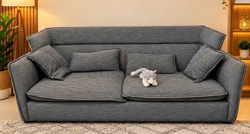 Comfortable 3-Seater Grey Fabric Sofa - Good Condition