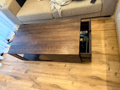 Wooden Coffee Table with Storage Drawer - Dark Brown
