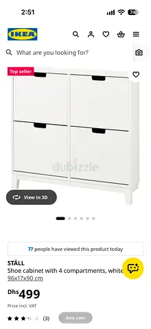 IKEA STÄLL Shoe cabinet with 4 compartments, white