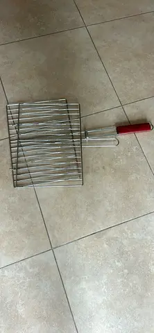 Stainless Steel BBQ Grill Basket with Long Handle - Good Condition