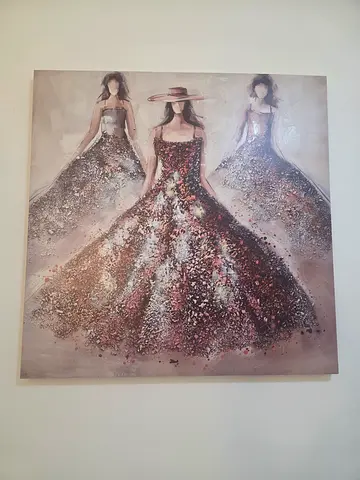 Canvas Wall Art - Trio of Women in Textured Gowns (Framed)