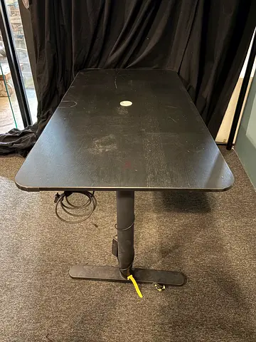 Black Adjustable Standing Desk / Work Table - Single Column Base