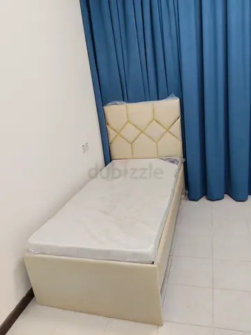 Single bed frame with mattress and upholstered headboard - good condition