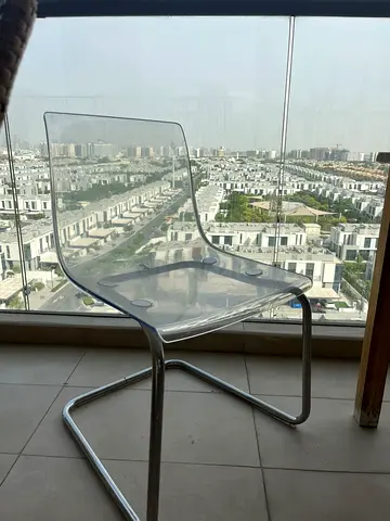Transparent Acrylic Cantilever Chair with Chrome Frame - Good Condition total of 4 chairs