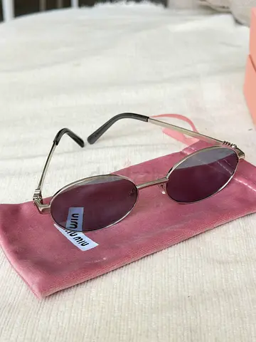 Miu Miu round sunglasses with soft pouch, box