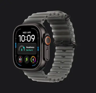 Apple Watch Ultra 4 GPS + Cellular, 49mm Black Titanium Case with Translucent Black Ocean Band