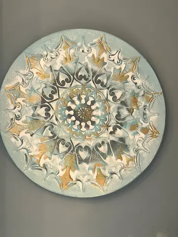 Decorative Hand-Painted Wall Plate with Geometric Mandala Design