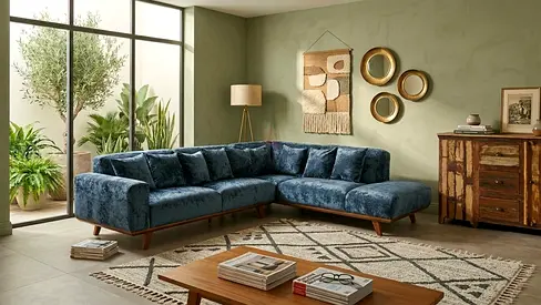 Elegant Blue Sofa

Upgrade your living room with this elegant blue sofa, featuring stylish wooden le
