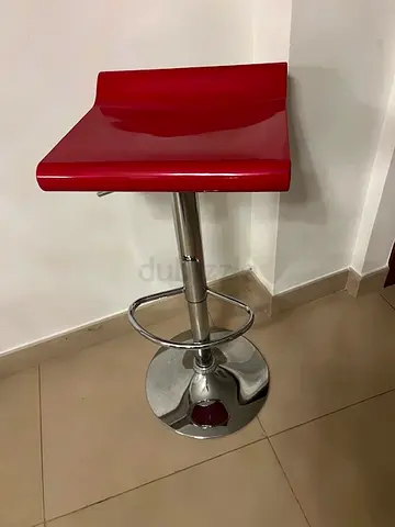 Red Adjustable Bar Stool with Chrome Base