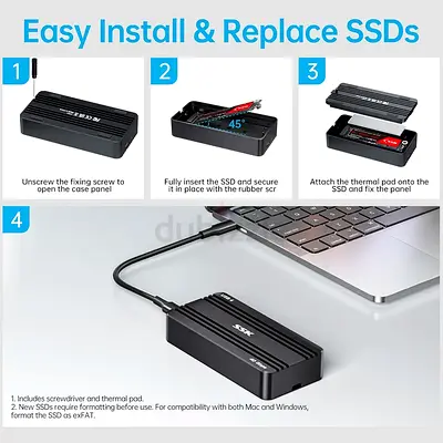 SSK USB4 NVMe Enclosure 40Gbps PCIe4 NVMe to USB-C M.2 SSD Enclosure For NVMe M-Key SSD Enclosure Ad
