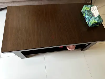 Dark Wood Coffee Table with Lower Shelf - Good Condition