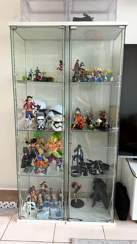 Action Figures and Glass Cabinet