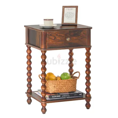 AWASEN Side Table, Modern Medieval Style Nightstand with Drawer for Living Room, Modern Bedside End