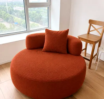 New Customise Round Orange Accent Lounge Chair with Cushion - Modern Cozy Seat