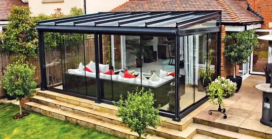 Glass Conservatory / مجلس Majlis room with Lighting sofas & AC Air Condition
