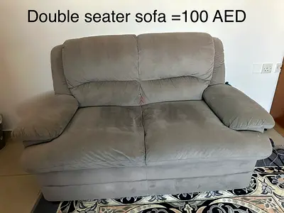 Grey 2-Seater Plush Sofa - Good Used Condition