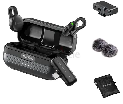 SmallRig S70 Wireless Mic (2 TX + 2 RX + Charging Case) - Black Mini Lavalier Microphone for Phone/C