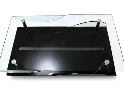 Modern Glass Table - Tempered Glass with Black Shelf