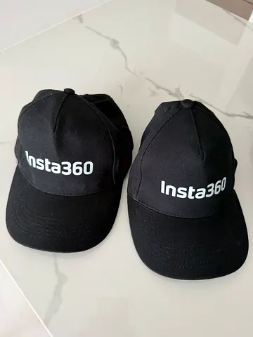 Insta360 branded black baseball caps - set of 2, brand new