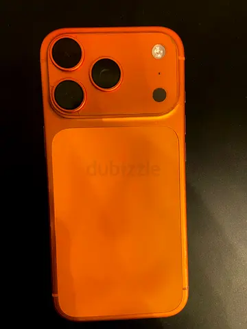 iPhone with orange protective case (good condition)