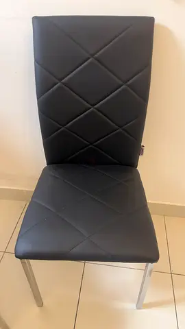 Set of 4 Black Faux Leather Dining Chairs with Metal Legs
