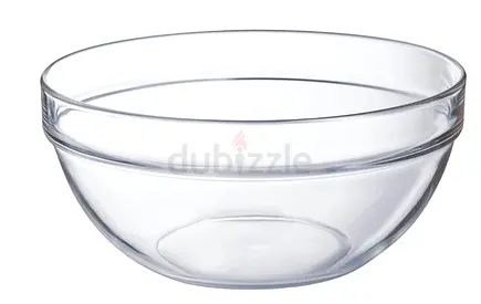 Set of 2 Clear Glass Mixing Bowls - Good Condition