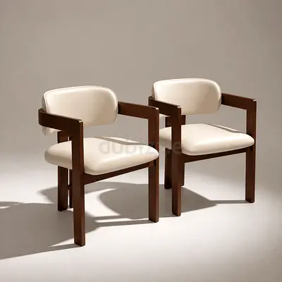 Brandnew Modern Natural Wood Dining Armchair with Cream