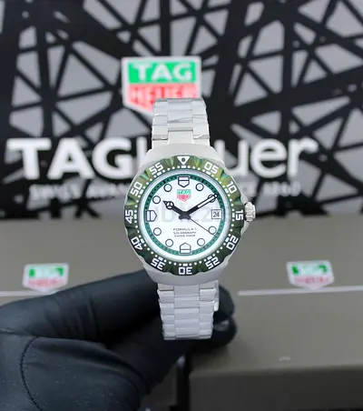 Tag Heuer Formula 1 Stainless Steel Men's Master Quality Watch - White Dial, Green Bezel