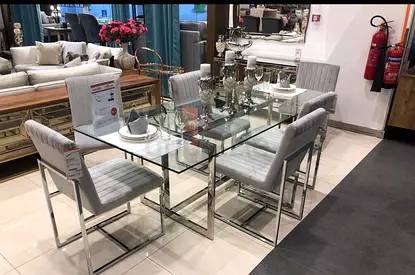 Dining table - 6 Seater, Glass and Stainless Steel