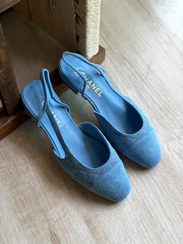 Chanel Light Blue Slingback Tweed Heels - Size ? (Pre-owned)