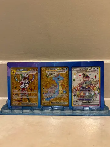 Pokemon promo cards with case and stand