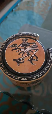 Handcrafted Style Tribal/Ethnic Design Coaster Set with Matching Holder