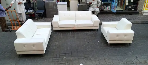 White 3-piece Sofa Set (3-seater + 2-seater + Armchair) - Good Condition
