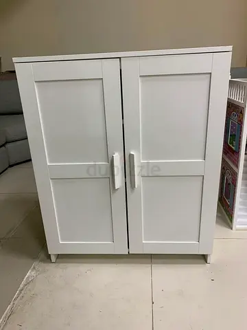 White Two-Door Storage Cabinet - Compact Wardrobe/Cupboard