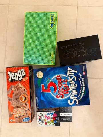 Board games and toy bundle — Jenga, Spinfinity, True Colors + more