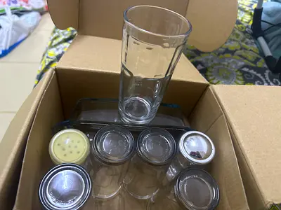 Set of Glass Cups and Small Jars (used) - 6 pieces