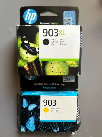 Genuine HP 903 ink cartridges compatible with Office Jet Pro.