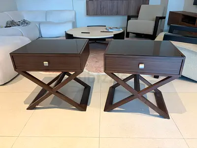 Pair of wood bedside tables from The Address
