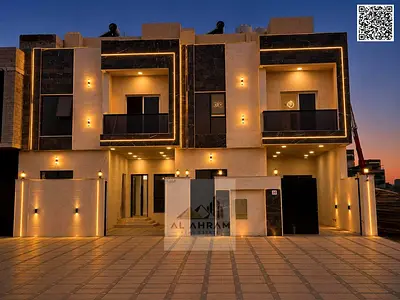 A distinctive villa for sale—registration and ownership fees included—located on a main road with a large setback, featuring a rooftop terrace and a s