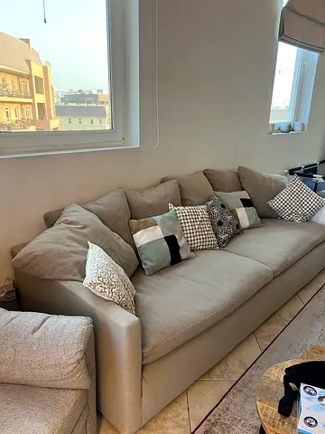 90% OFF West elm cloud sofa, light olive grey color with cushions - great condition
