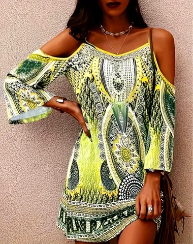 Green and yellow dress
