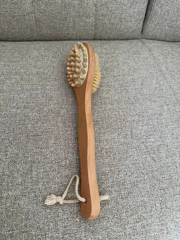 Long Wooden Bath & Body Brush with Natural Bristles